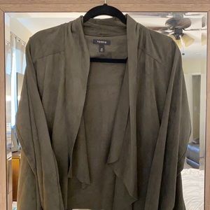 Faux Suede cardigan (olive green)